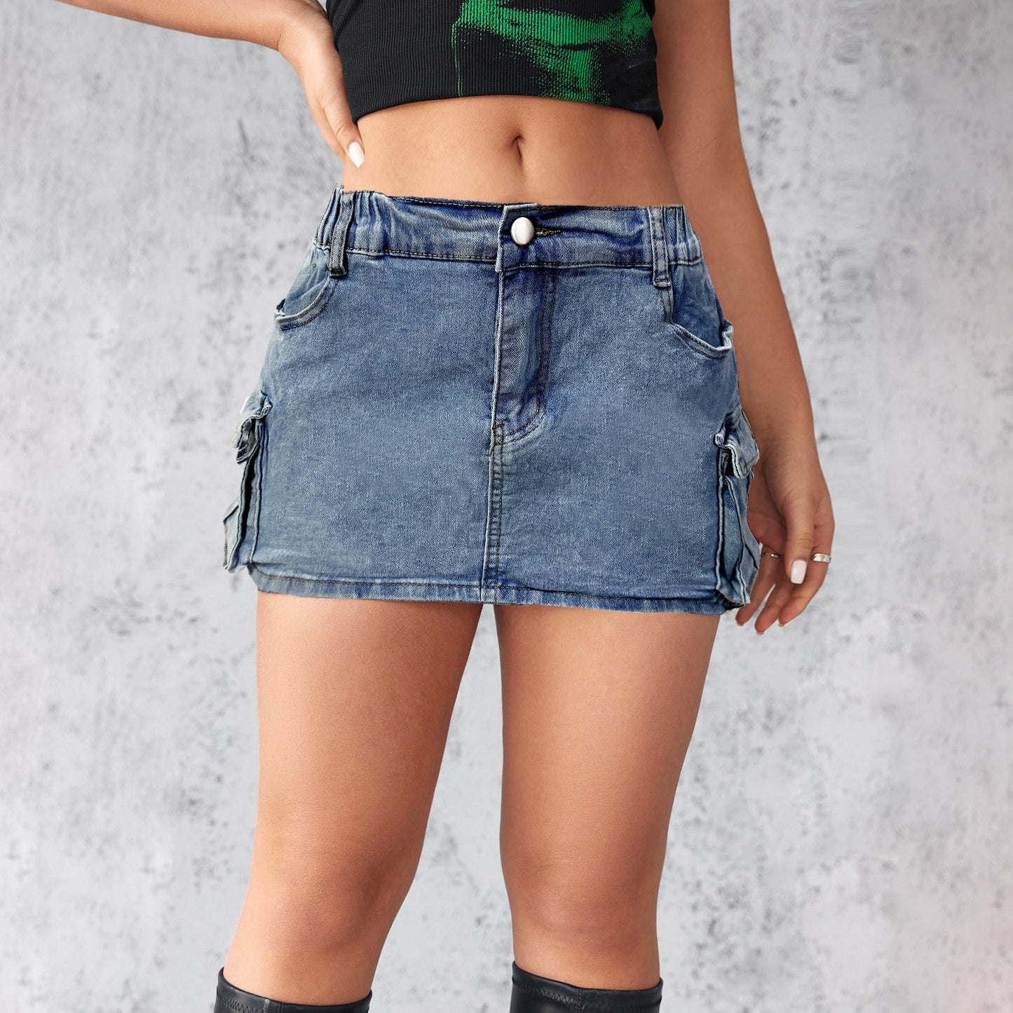 Women's Denim Summer Retro Stretch Pocket Skirts