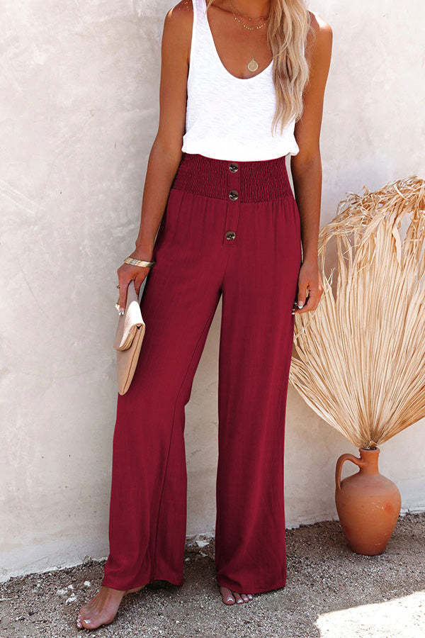 Women's Linen Elastic Loose Casual Wide Leg Pants