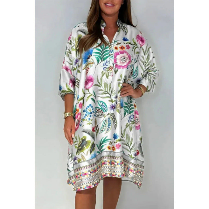 Women's Versatile Fashion Multicolor Printing Dress Dresses