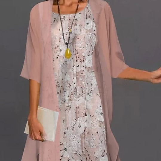 Summer Printed Long Sleeve Loose Two-piece Dresses