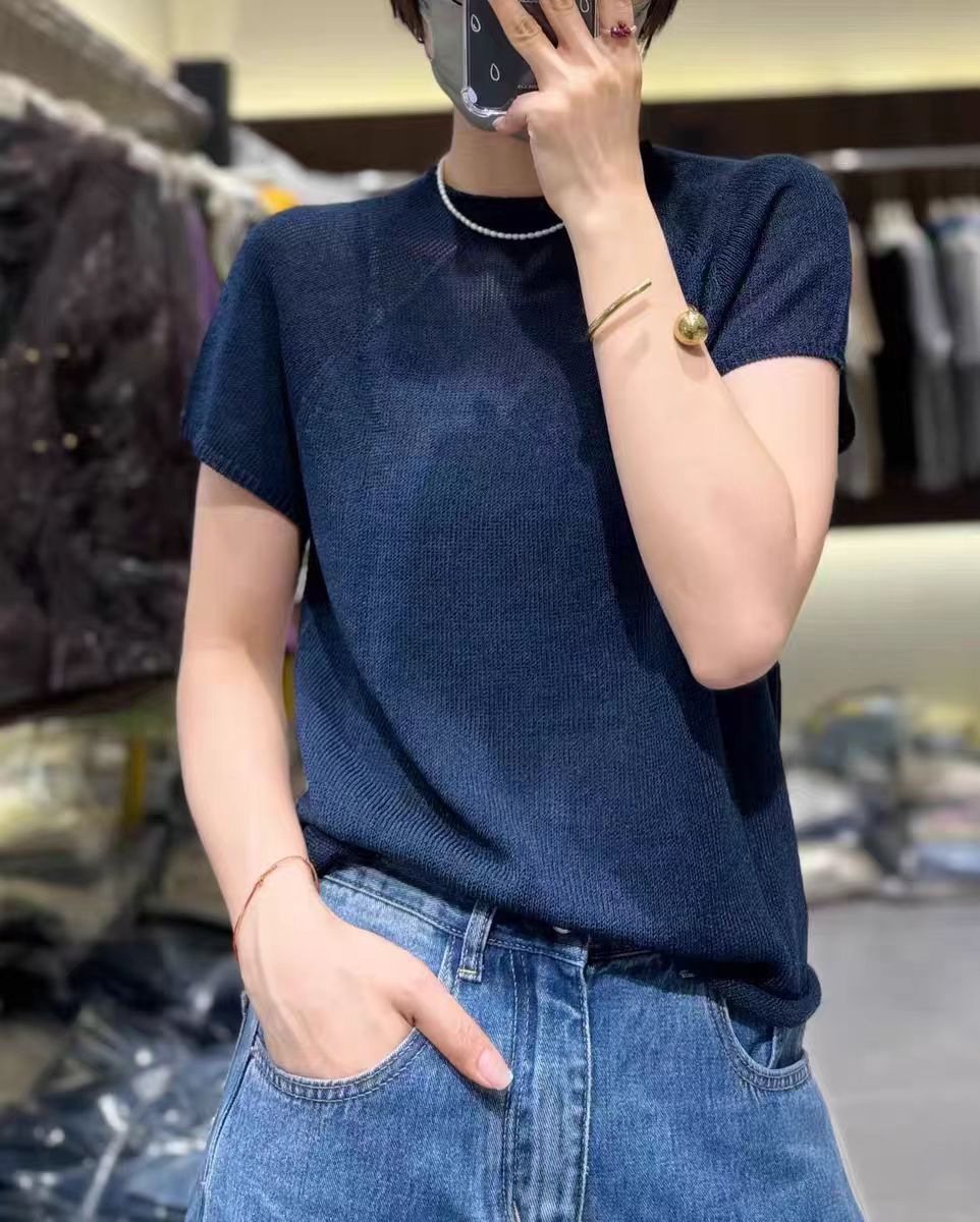 Women's Summer Paper Yarn Breathable Raglan Sleeve Women's Sweater