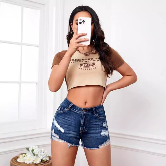 Women's High Waist Slim Burrs Denim Stretch Jeans