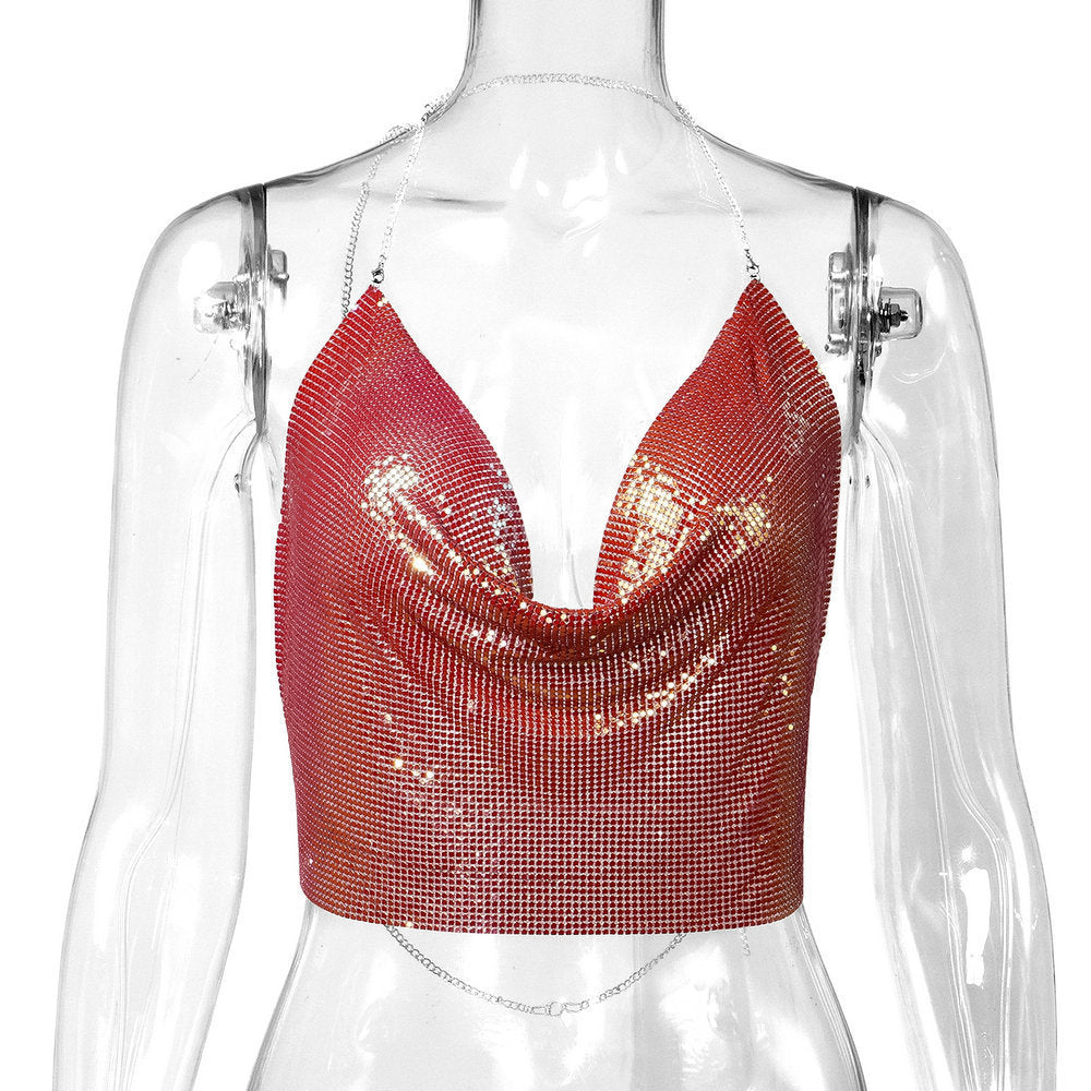 Sequined Sexy Deep V Swimsuit Backless Tops