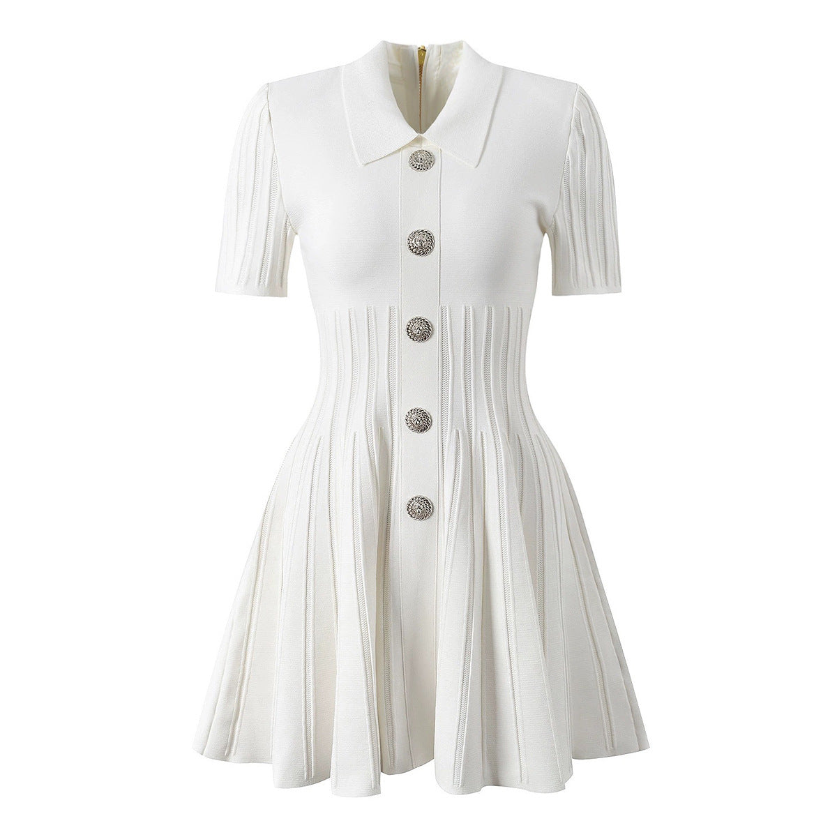 Women's Version Summer Fashion Quality Knitted Lapel Slim Slimming Dresses