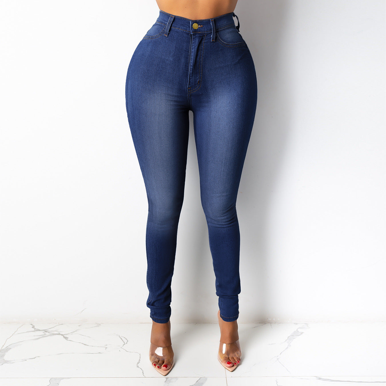 Women's High Waist Slim Pencil Trousers Jeans