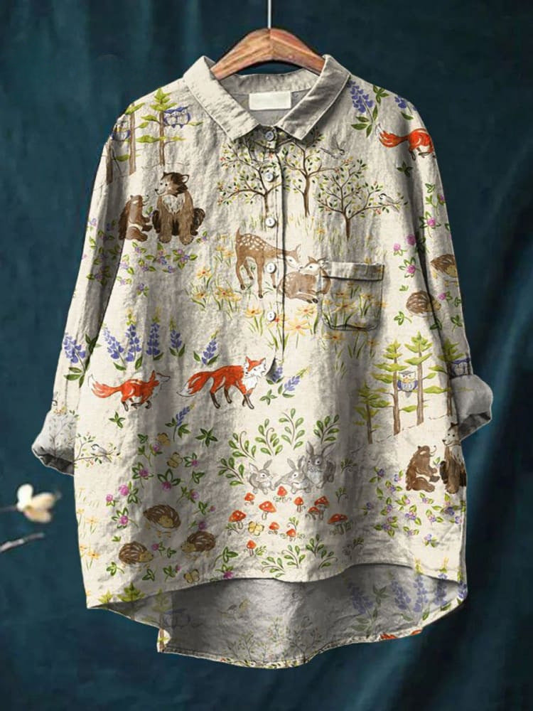 Women's Summer Loose Print Crew Neck Casual Plus Size