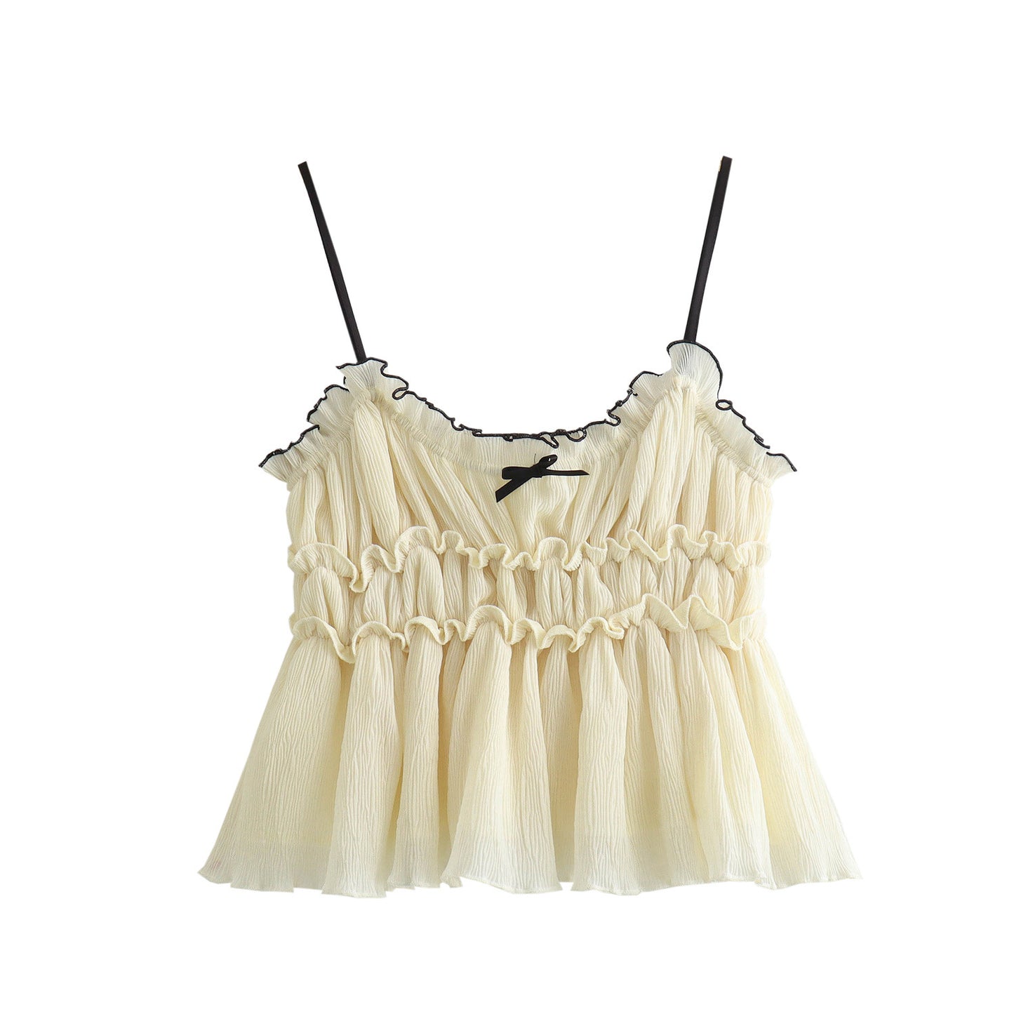 Spring Small Bowknot Decorative Texture Slim Tops