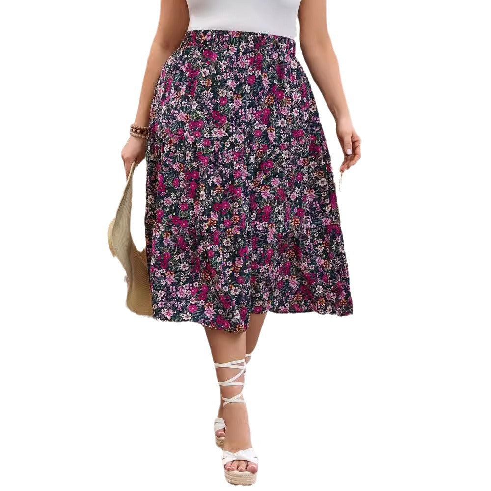 Women's Fashion Printed Floral High Waist Female Skirts