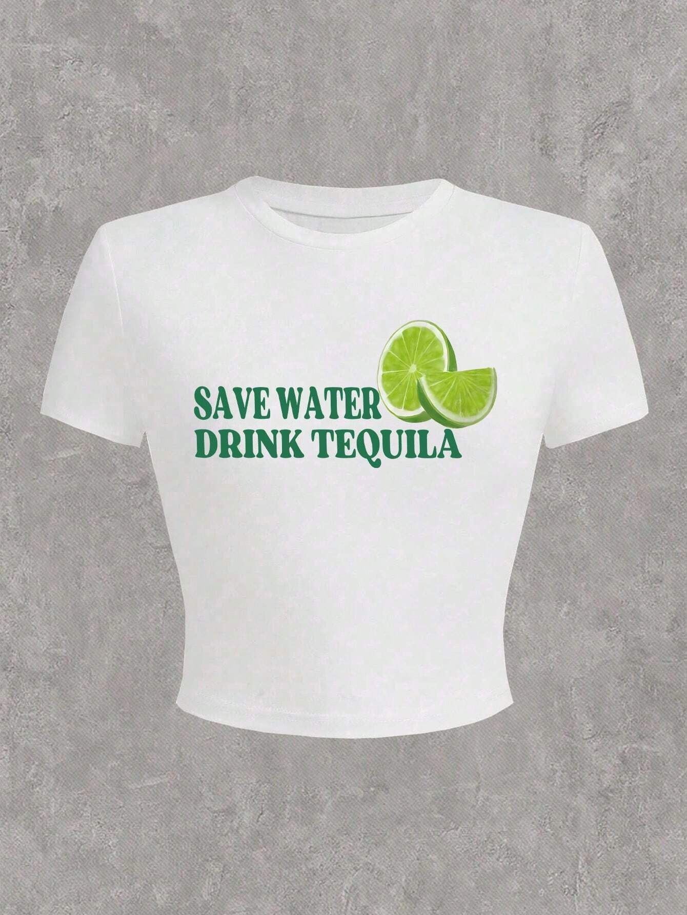 Women's Letter Heart Printing Slim Fit T-shirt Blouses