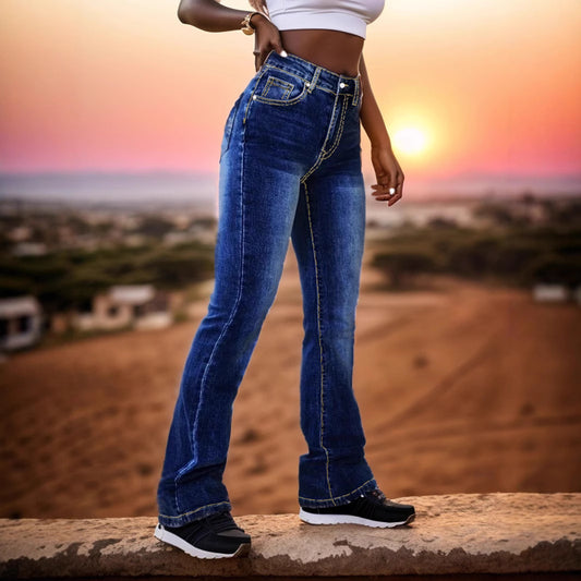 Women's Pocket Low Waist Slimming Denim Trousers Jeans