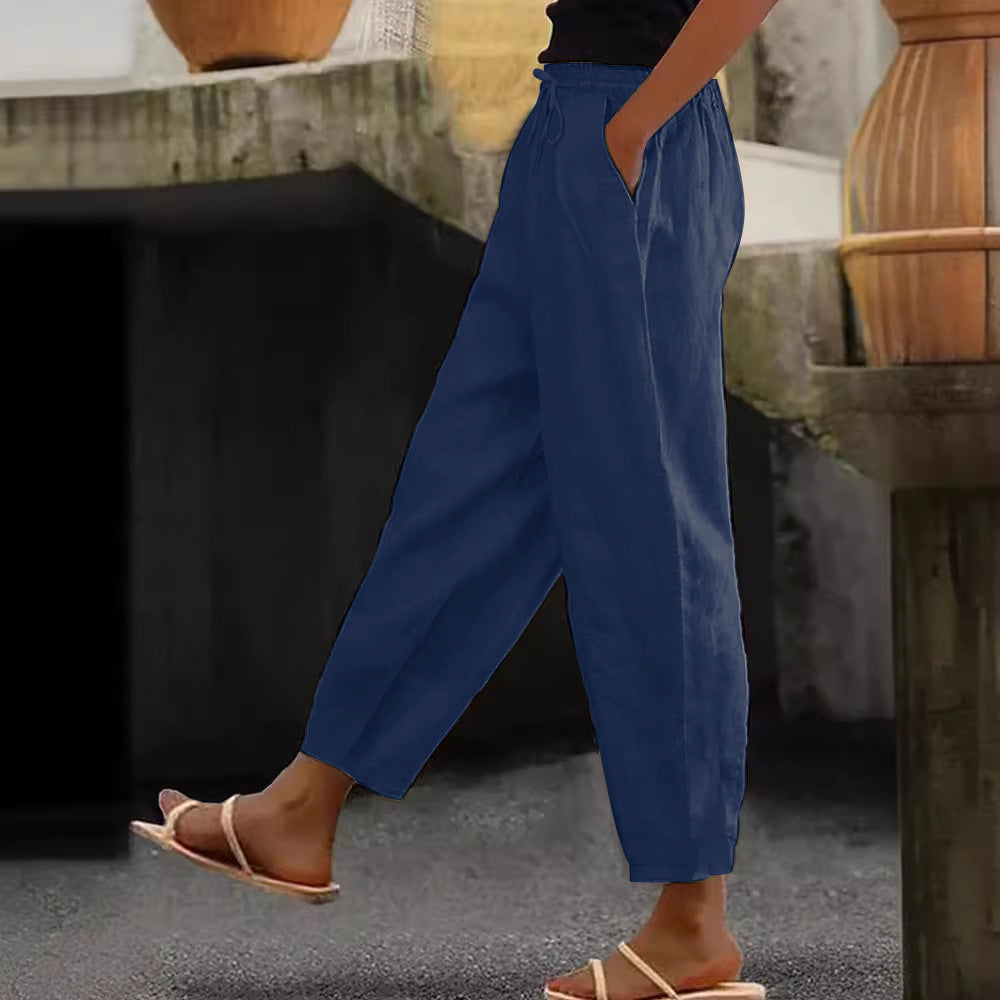 Women's Linen Solid Color Fashion Casual Daily Pants