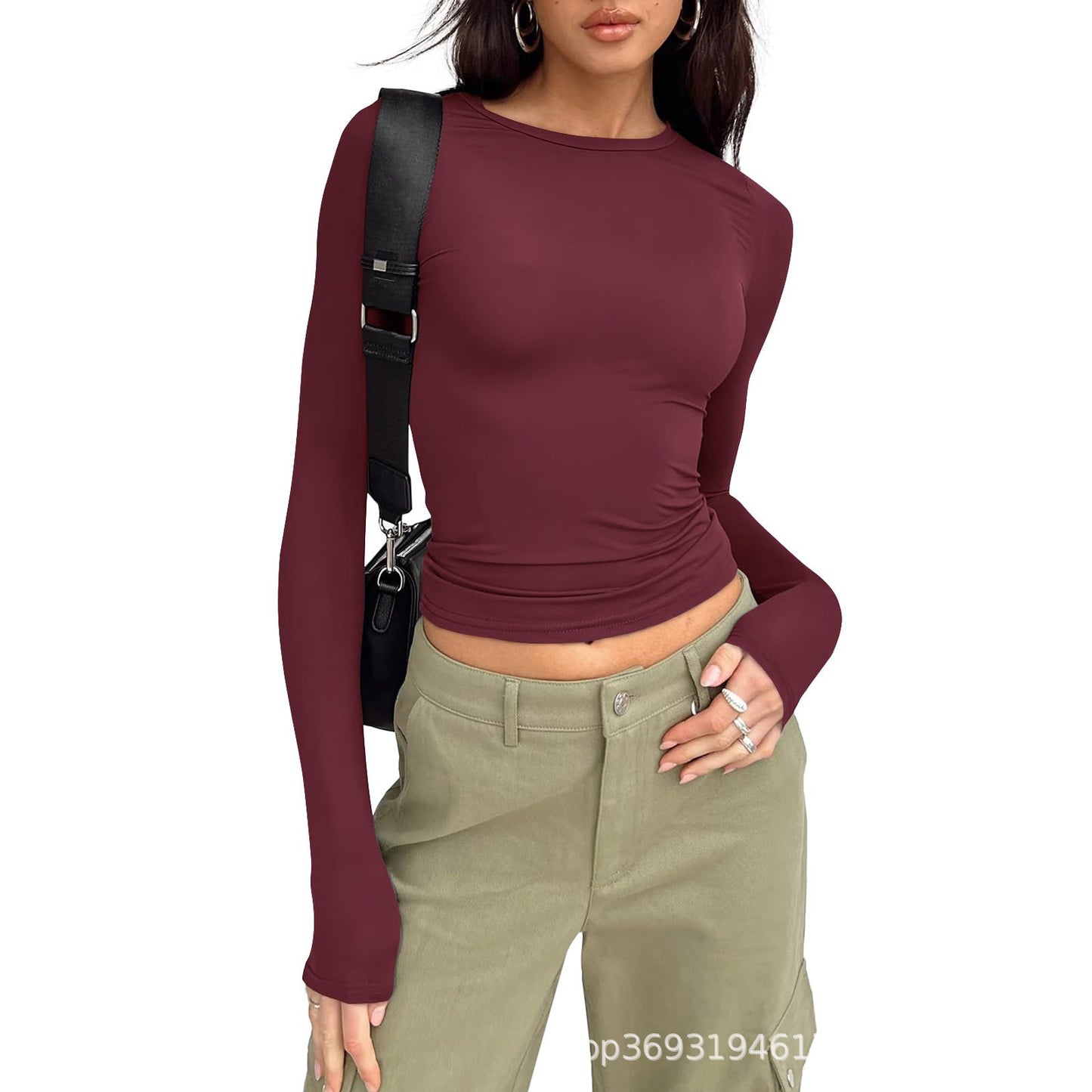 Women's Short-sleeved T-shirt Solid Color Slim Pullover Tops