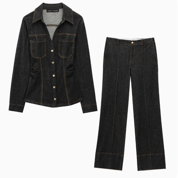 Women's Fashion Polo Collar Decorative Double Pocket Suits