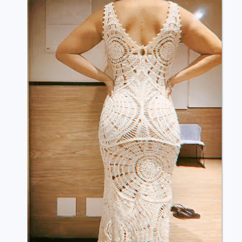 Women's Beach Dress Knitted Hollow Out Low-cut Dresses