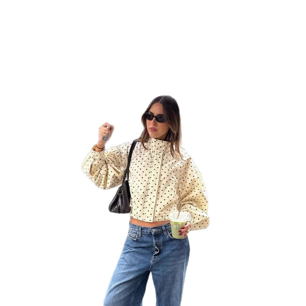 Comfortable Classy Thin Loose With Dots Coats