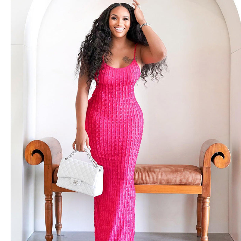Women's Strap Backless Temperament Hot Solid Color Dresses