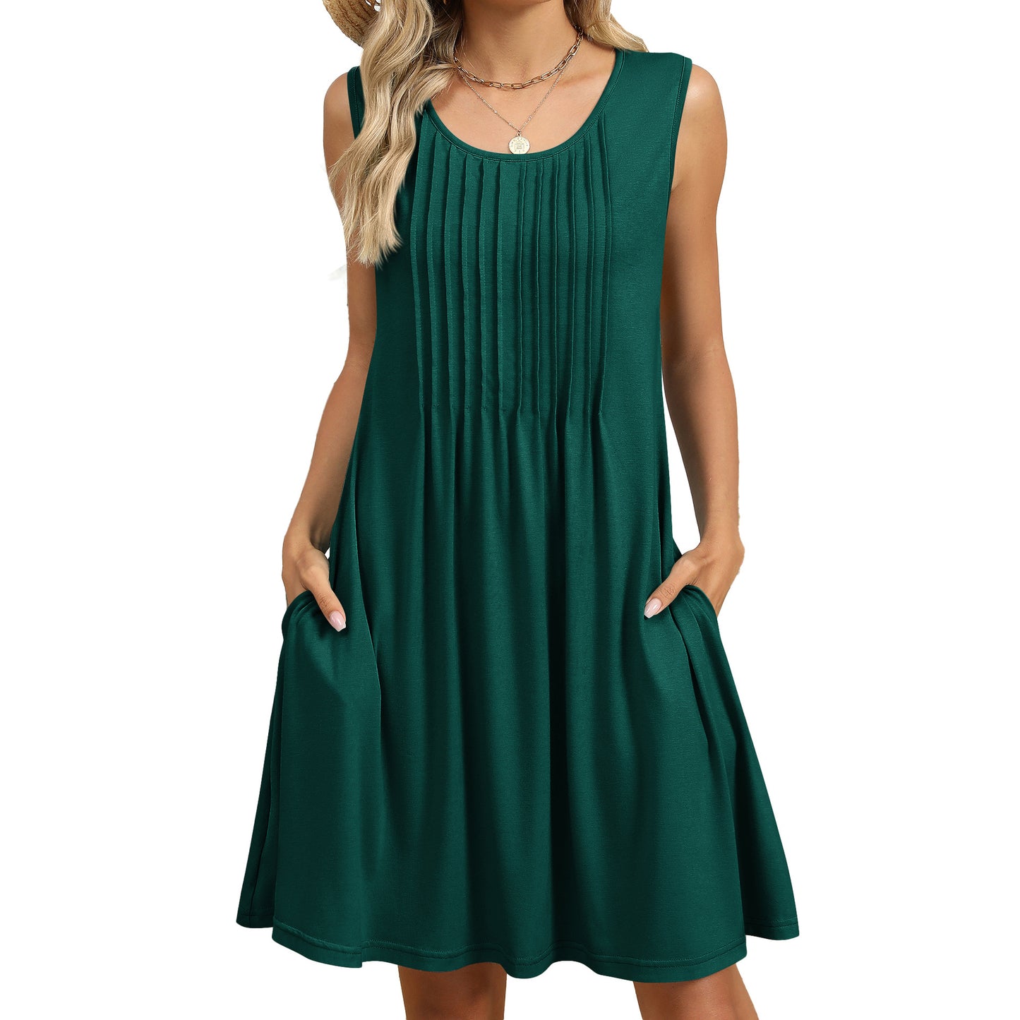 Women's Classic Printed Loose Pockets Dress Dresses