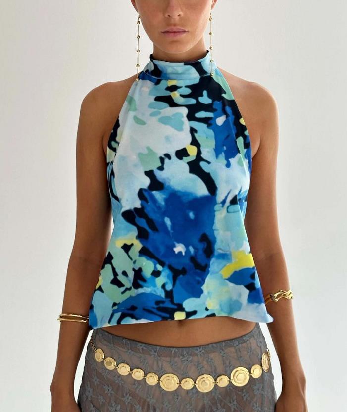 Women's Halter Elegant Sleeveless Cold-shoulder Long Irregular Tops