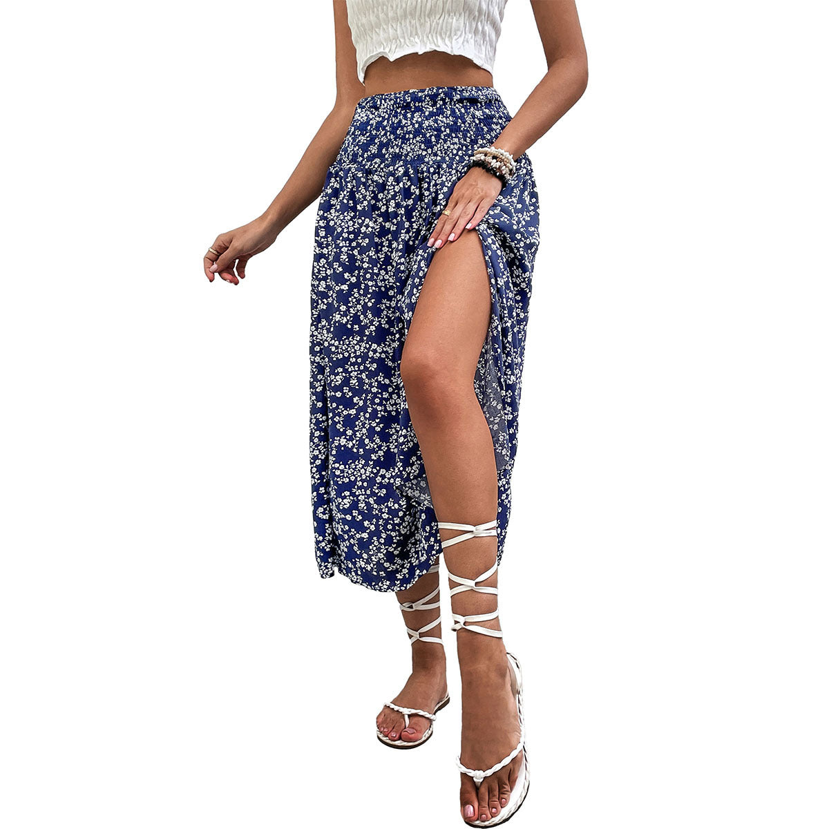Summer Leisure Vacation Fresh Wind Blue Skirts