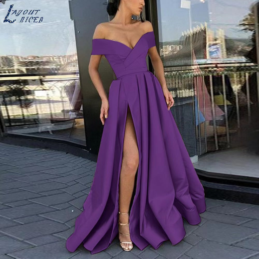 Women's Classic Dress Summer Deep Satin Evening Dresses