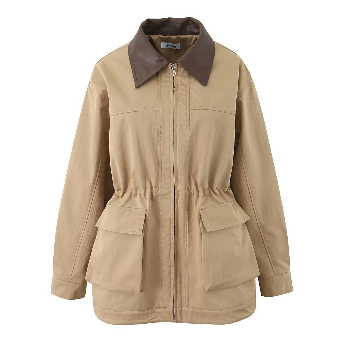 Women's Lapel Loose Waist Overalls Trench Mid-length Coats
