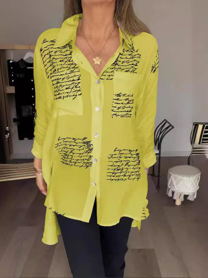 Women's Fashion Printed Loose Sexy Dovetail Shirt Blouses