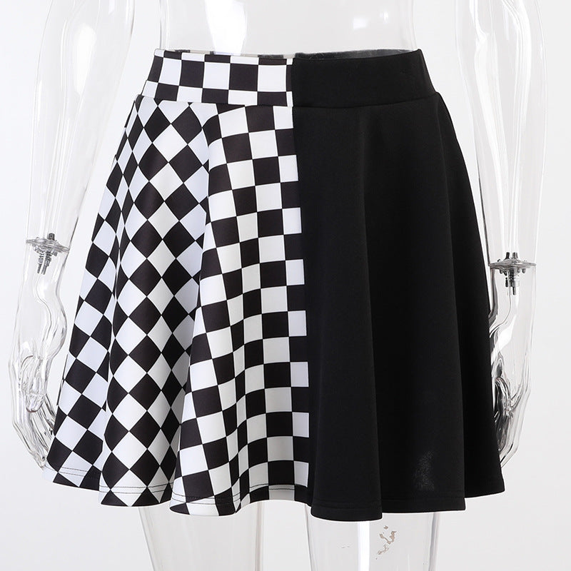 Women's Dark Fashion Summer Stitching French High Skirts