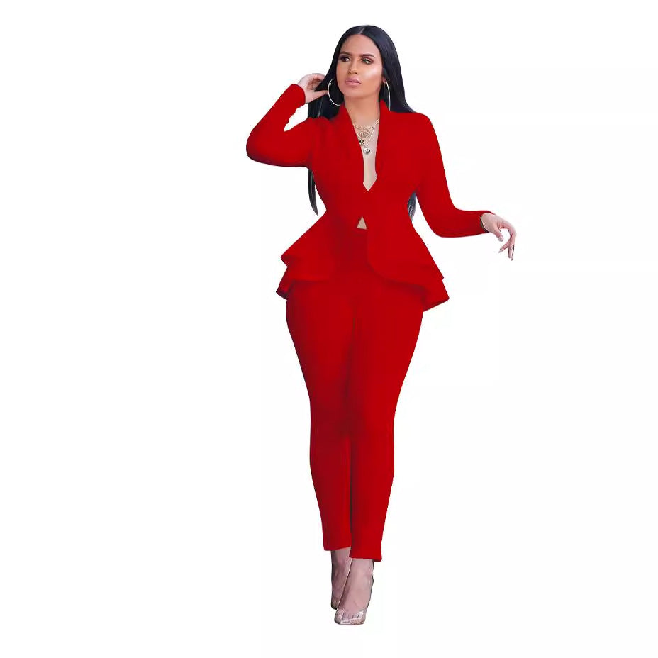 Women's Fashion Ruffles Air Layer Business Wear Suits