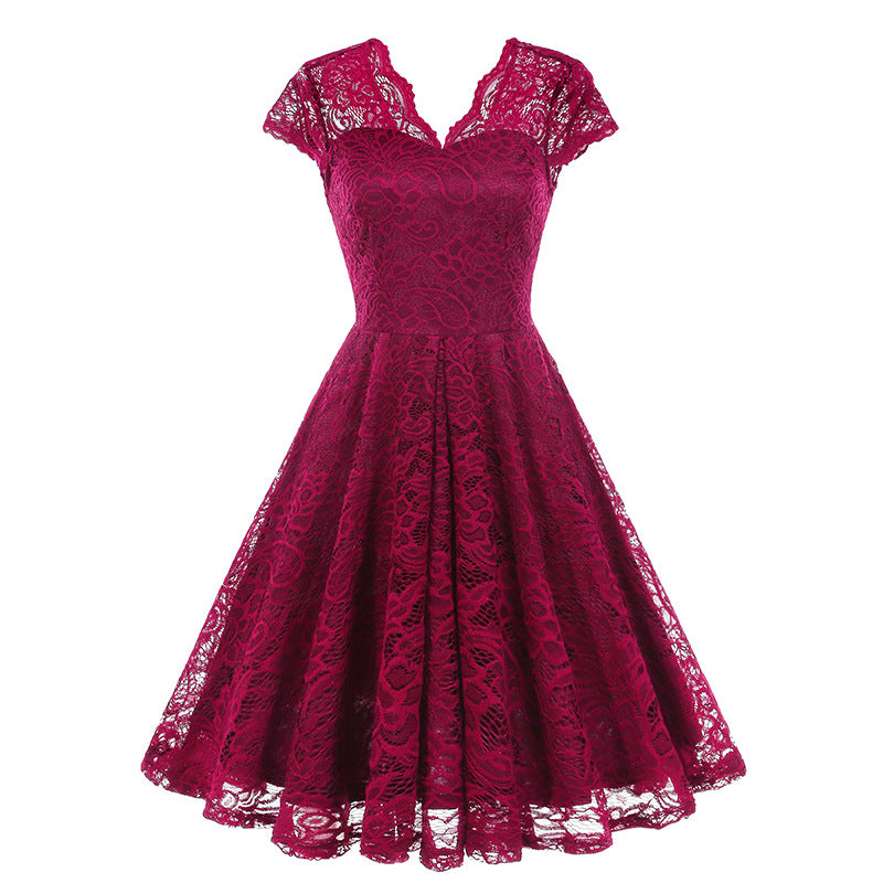 Women's Lace Sleeveless Dress Hepburn Vintage Dresses