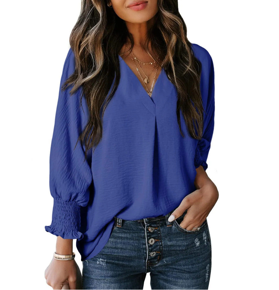Women's Casual Long Sleeve Loose Shirt T-shirt Blouses