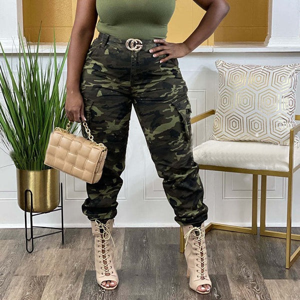 Women's Fashion Wear Camouflage With Cotton Tapered Pants