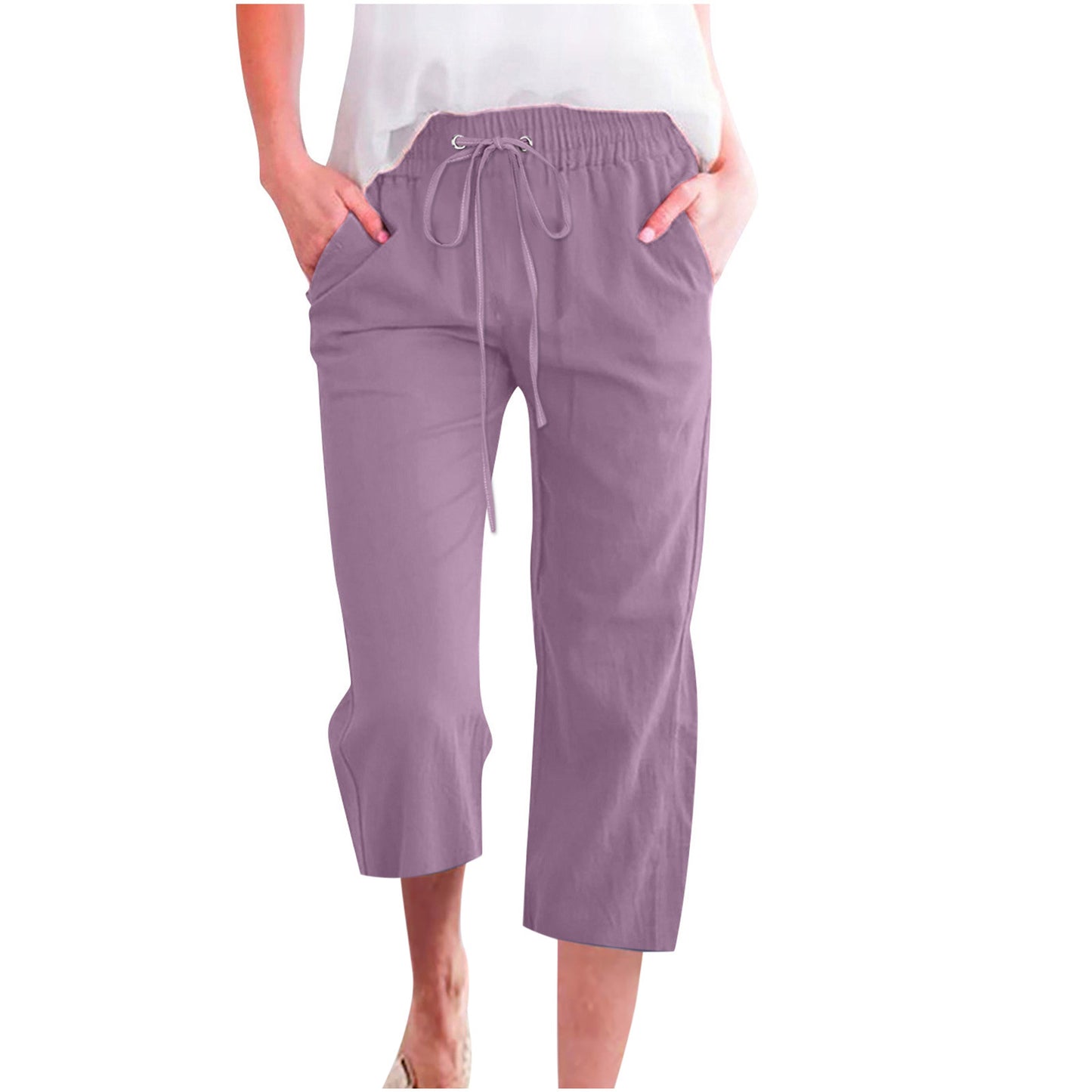 Women's Cotton Linen Casual Loose Straight Pocket Pants