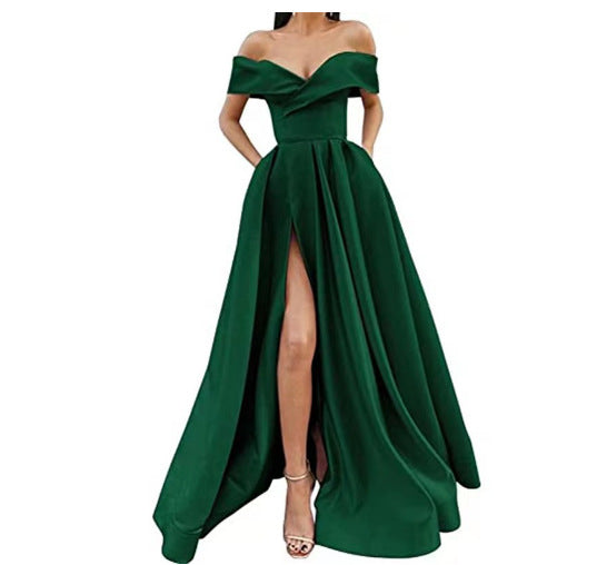 Women's Classic Dress Summer Deep Satin Evening Dresses