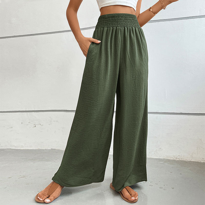Waist Casual Simple Pure Color Elastic Pants