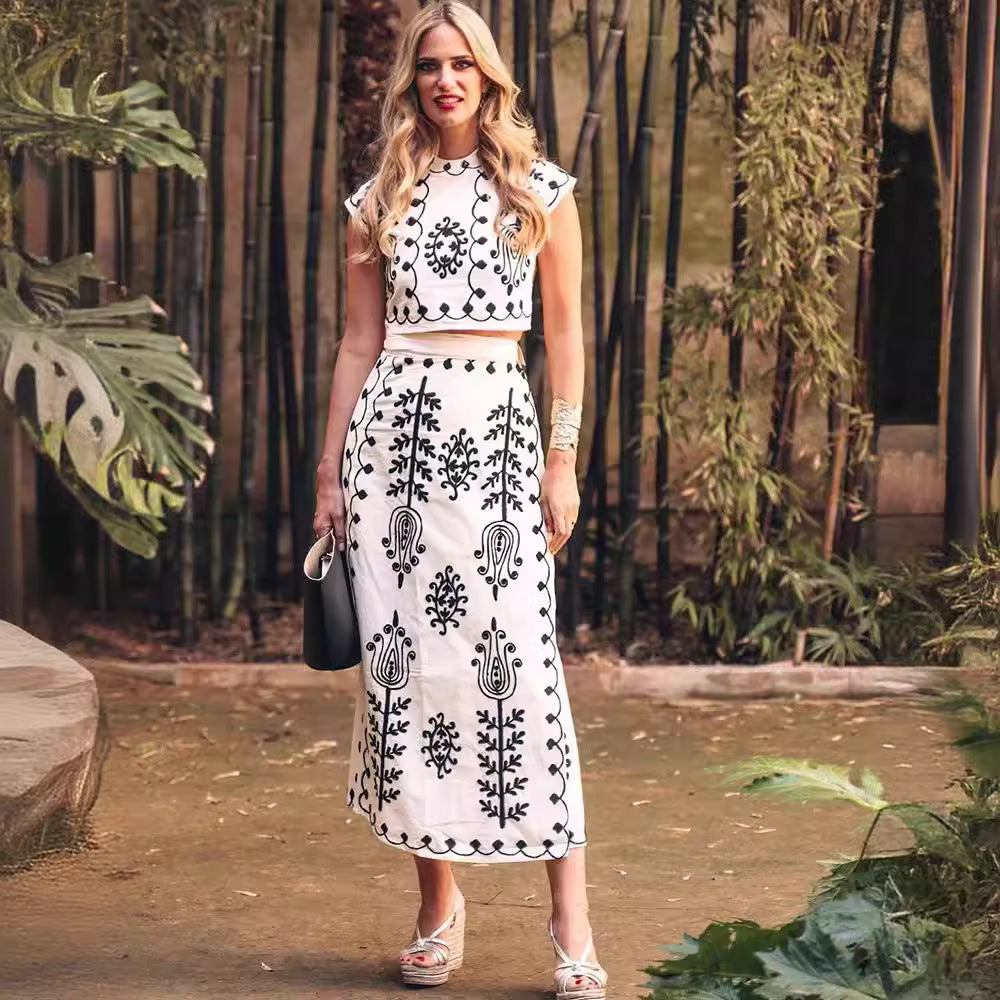 Fashion Printing Vacation Style Two-piece Dress Dresses