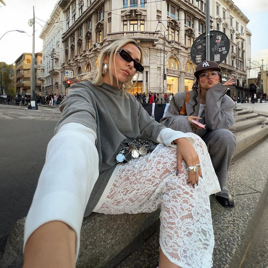 Lace Summer Street Fashion Jacquard Hollow Skirts