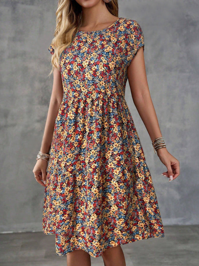 Waist Sleeve Round Neck Early Summer Dress
