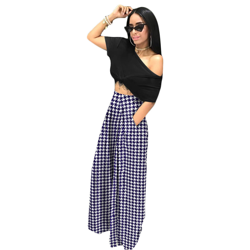 Fashion Personality Printed Flared Wide Leg Pants