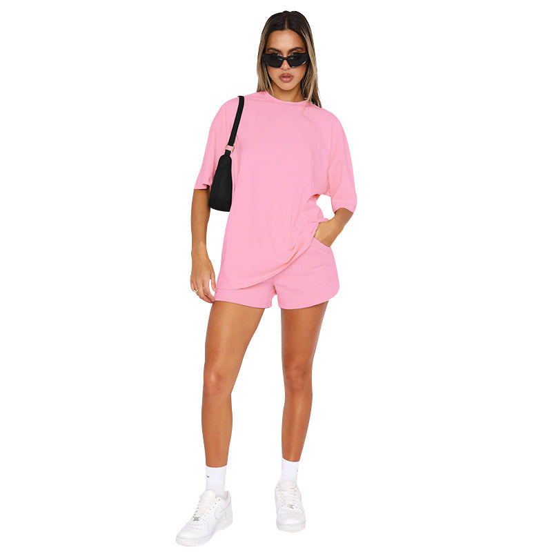 Women's Color Round Neck Half Sleeve Pullover Fashion Suits