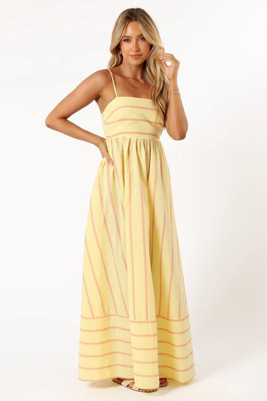 Women's Elegant Vacation Style Suspender Stripes Dress Dresses