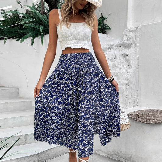 Summer Leisure Vacation Fresh Wind Blue Skirts