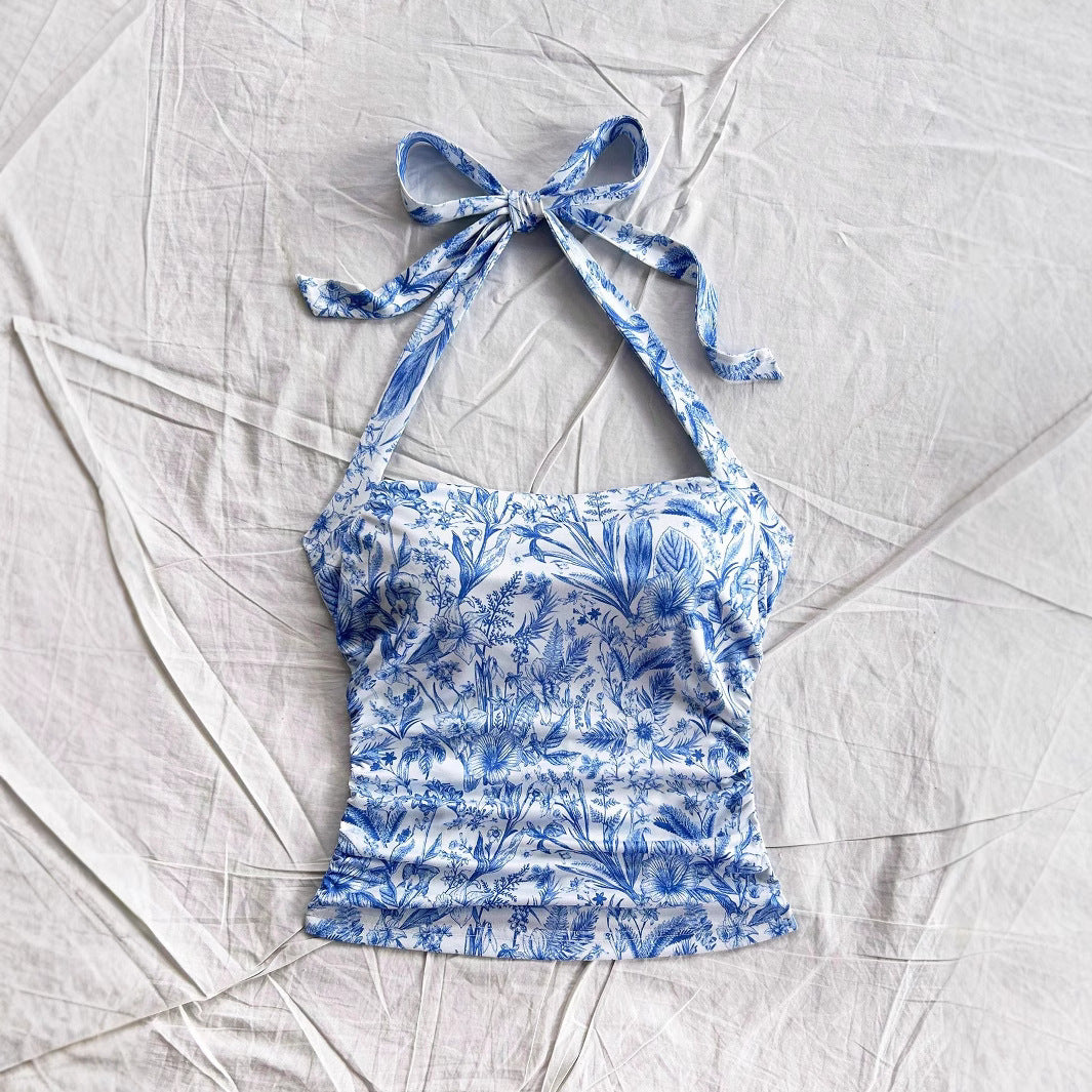 Women's Summer Fashion Sexy Print Halter Camisole Tops