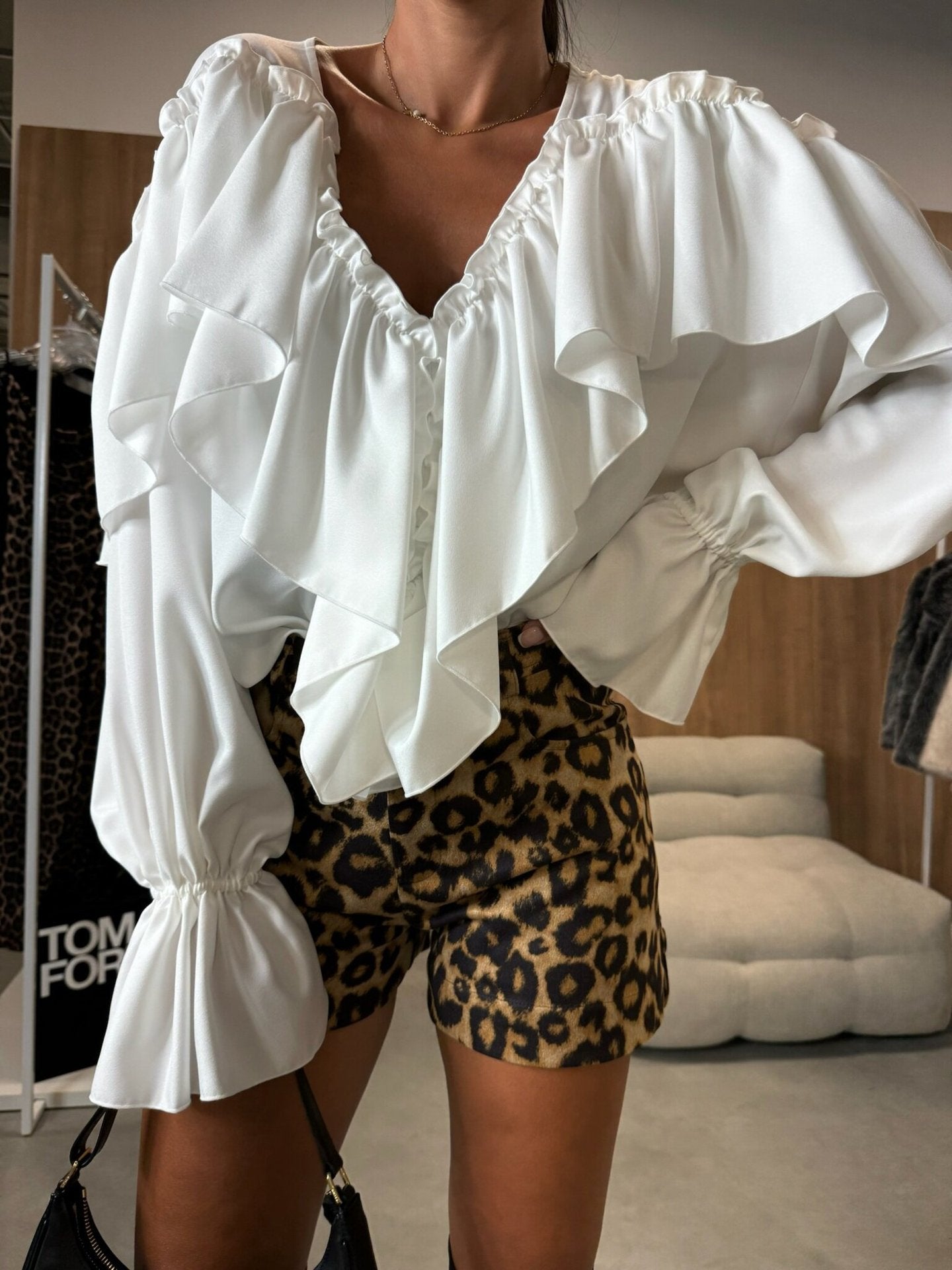 Women's Autumn Design Sense Long Sleeve Solid Blouses