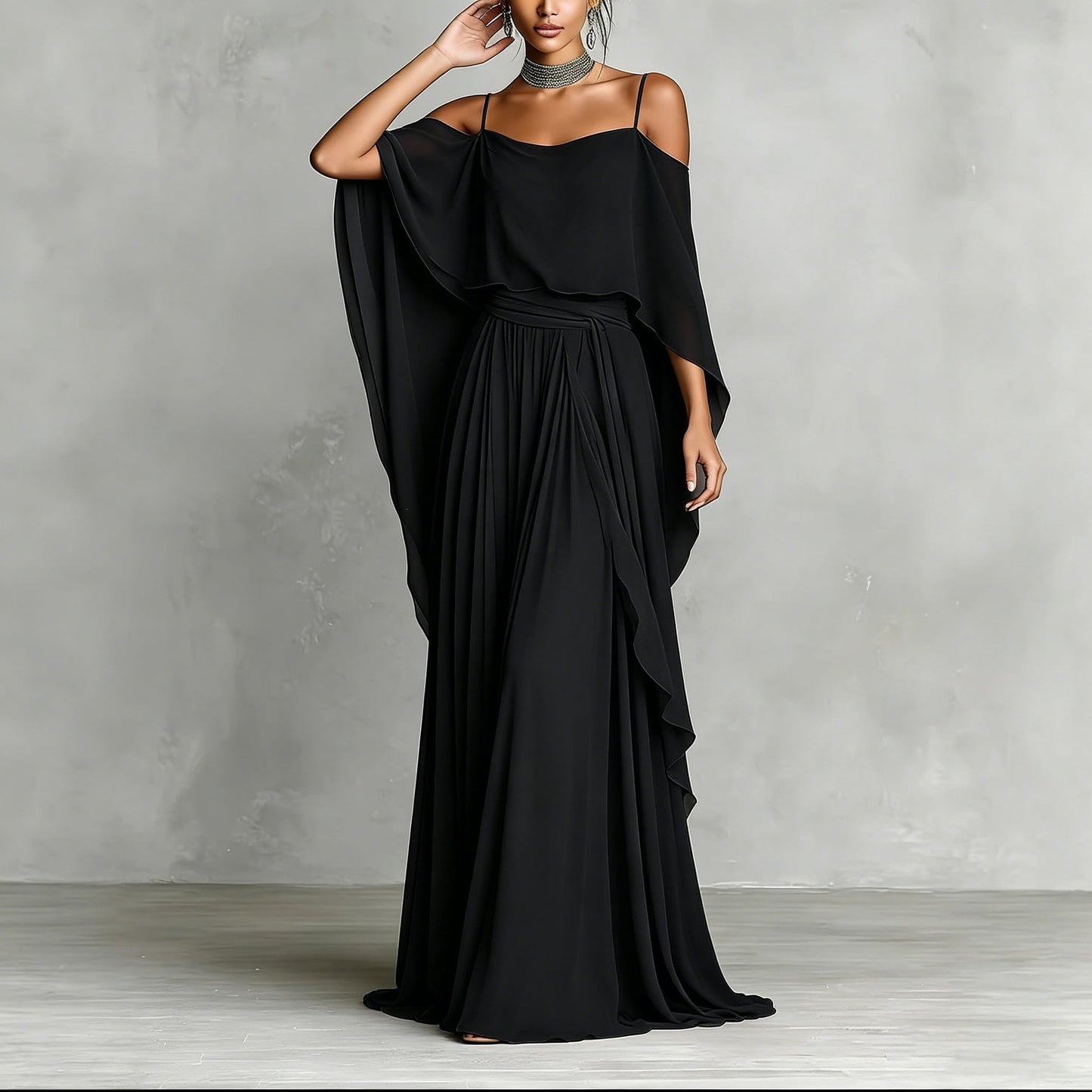 Effect Cold-shoulder Sleeveless Solid Color Minimalist Dress