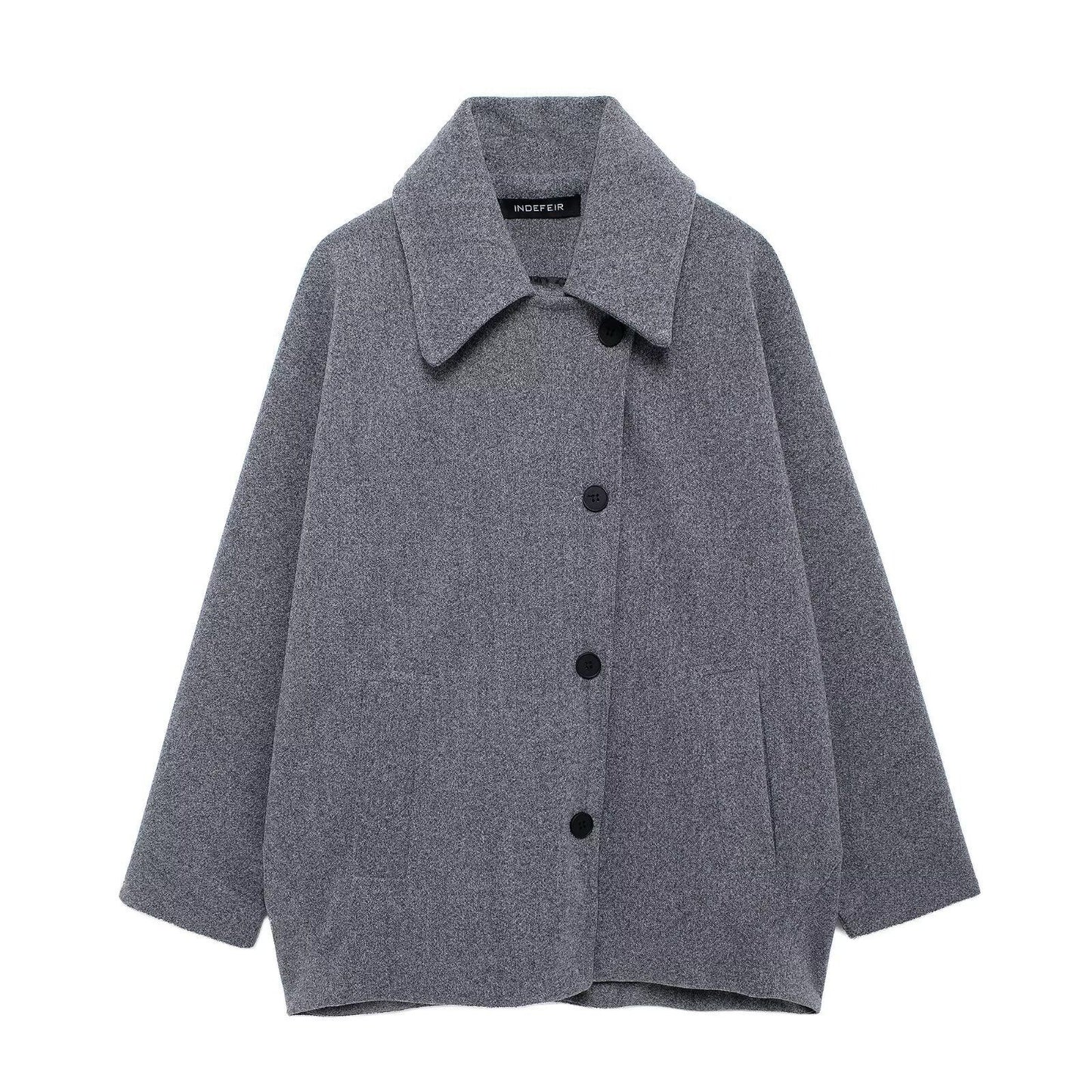 Women's Creative Wool Blend Loose Overcoat Coats