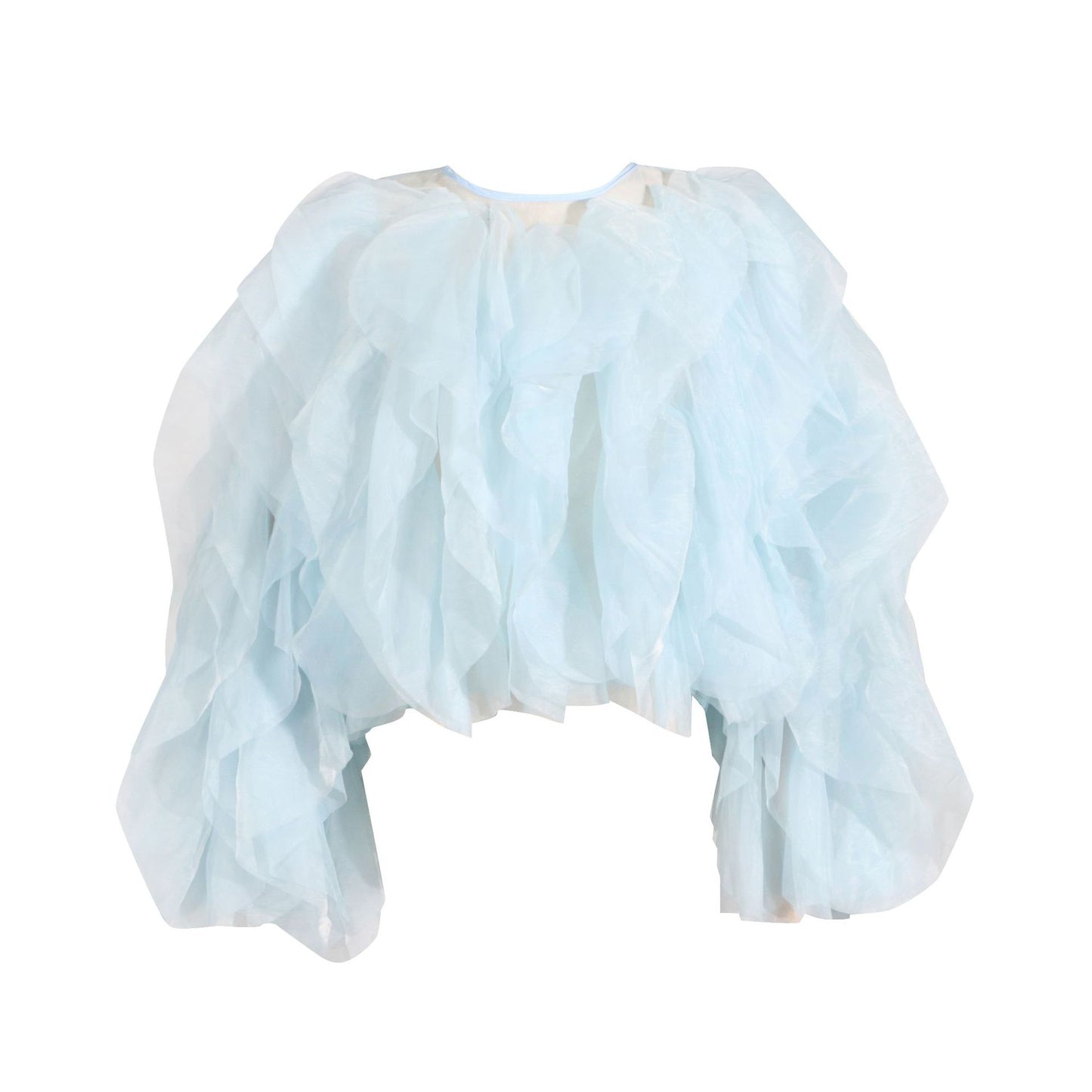 Women's Design Ruffled Stitching Solid Color Round Blouses