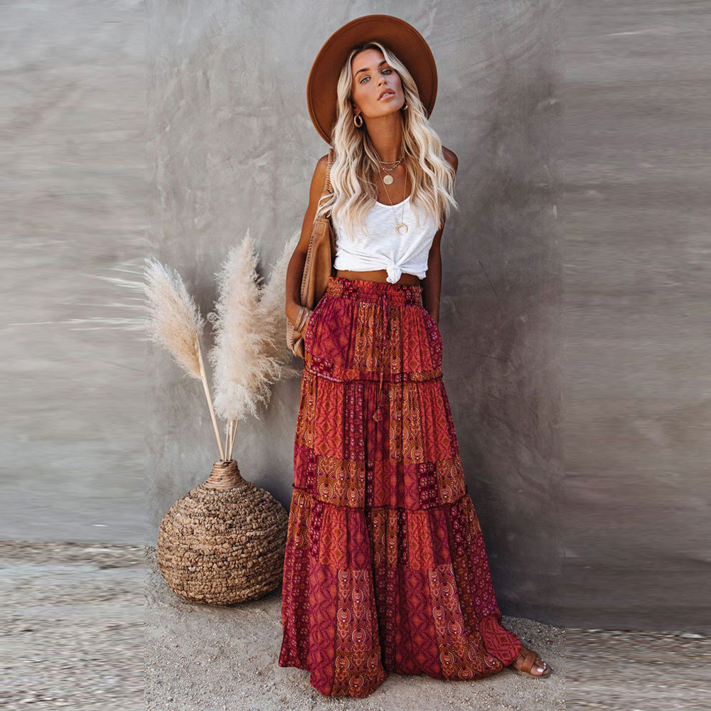 Bohemian Style Loose Casual High Waist Skirts