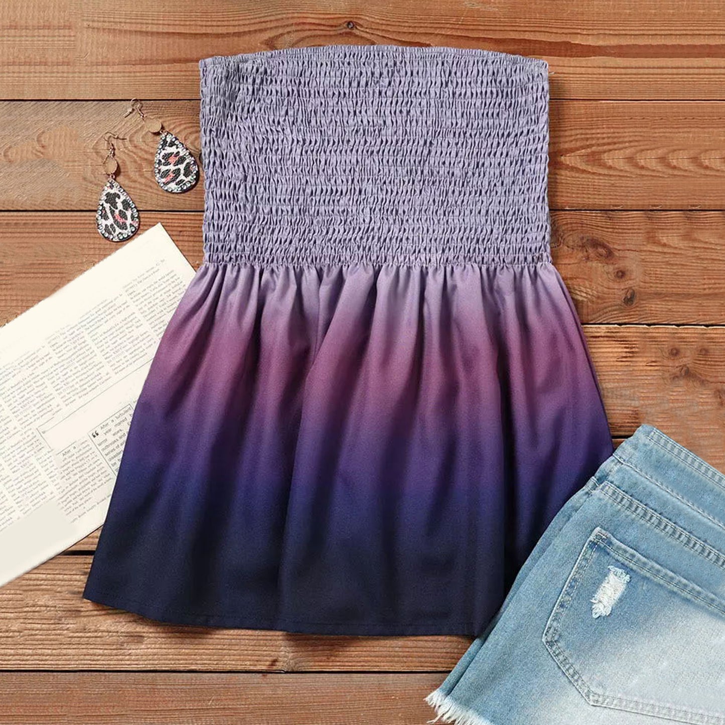 Women's T-shirt Fashion Sexy Backless Elastic Band Printed Tops
