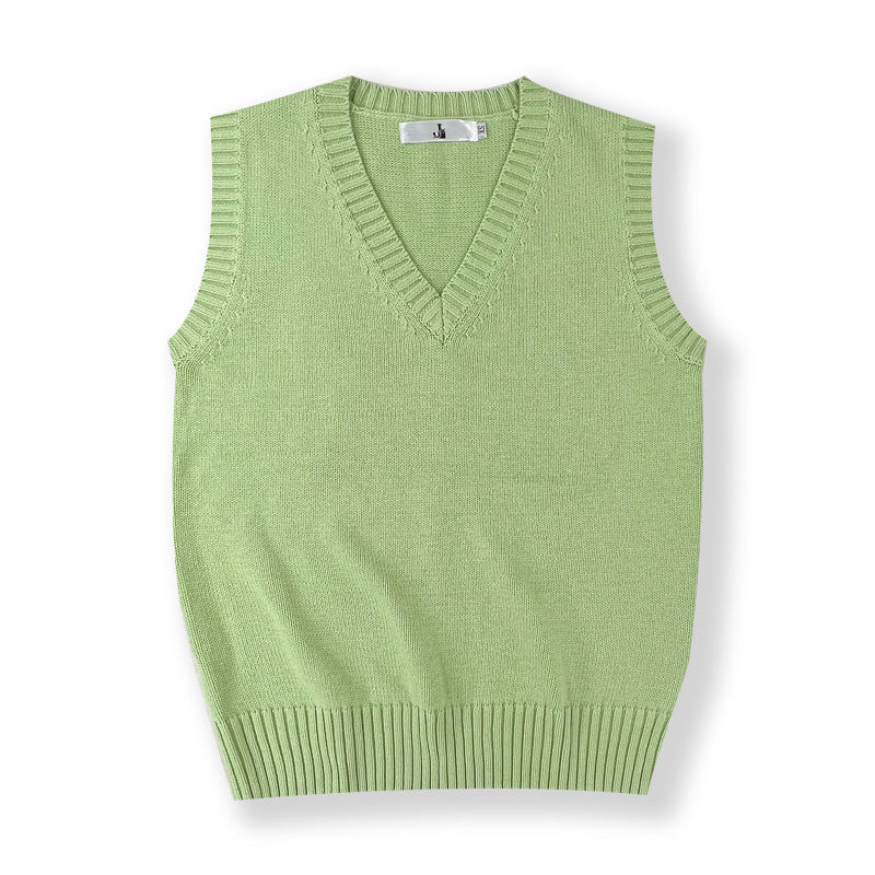 Women's Solid Color British College Style Sleeveless Women's Sweater