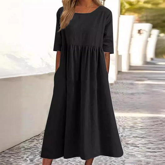 Neck Sleeve Large Casual Loose Long Dresses